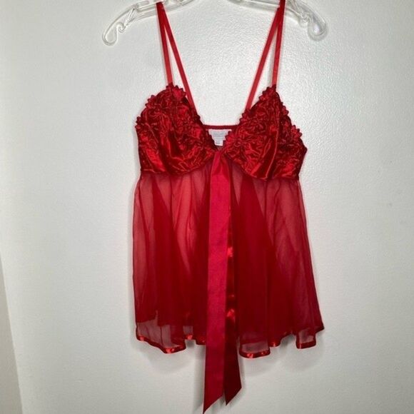 Vintage Red Lace lingerie Negligee Slip Sexy Small babydoll - Picture 2 of 9